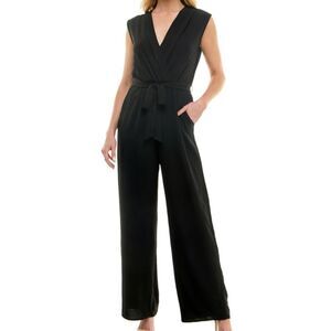 Chico’s Women's Tie-Front Wide Leg Black Jumpsuit Size 16/18